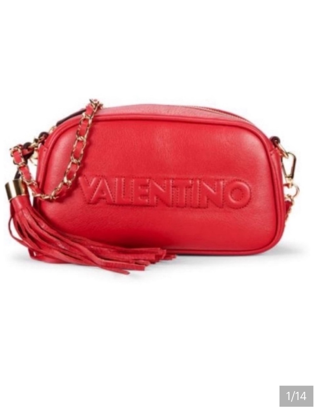 Valentino Red Leather Crossbody with Tassel and Chain